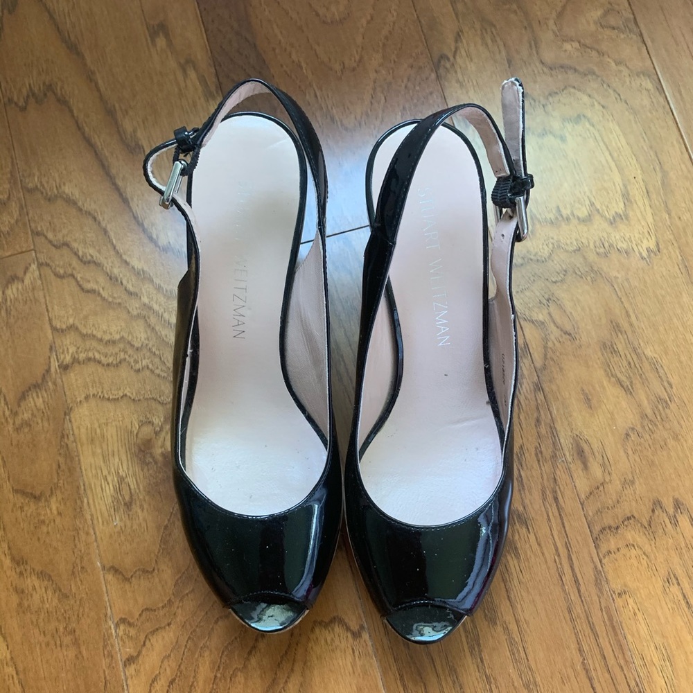 Stuart Weitzman Peep Toe Platform Wedges